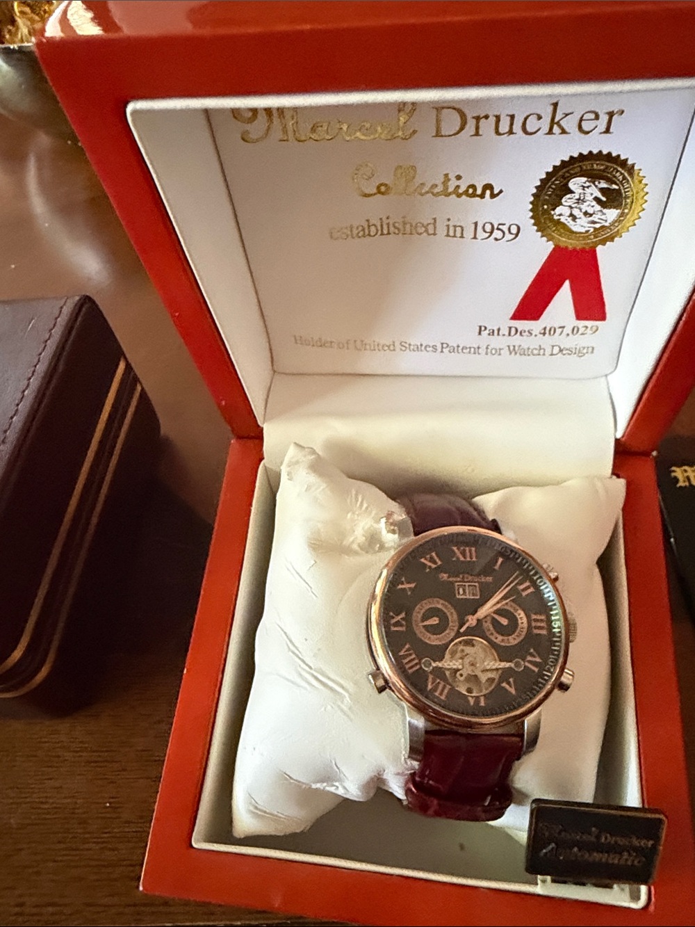 Men’s Burgundy Leather Automatic Watch